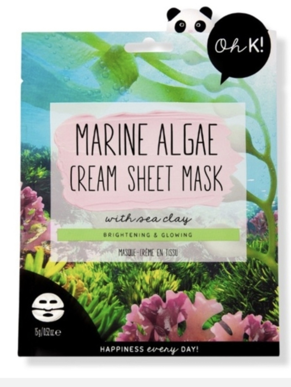 NEW Oh K Marine Algae Cream Sheet Mask with Sea Clay BRIGHTENING Glowing Mask